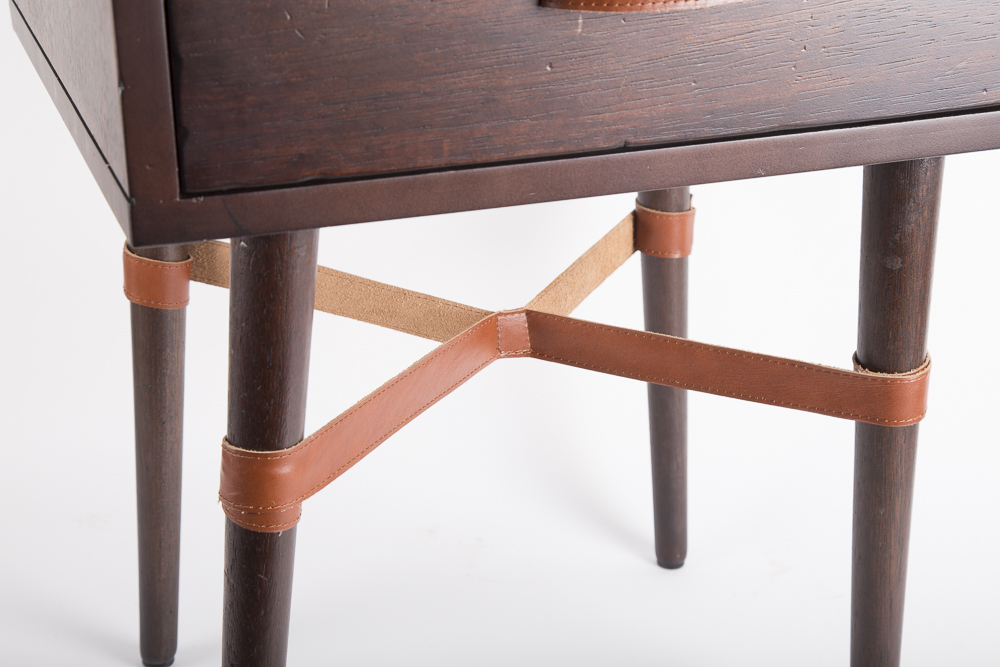 Wood and Leather Side Table