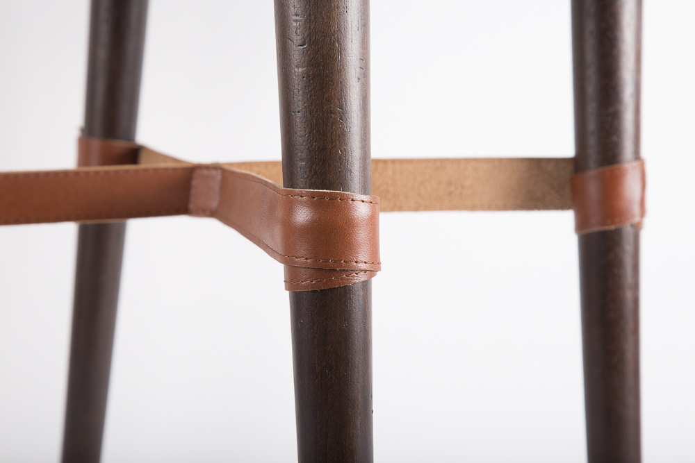 Wood and Leather Side Table