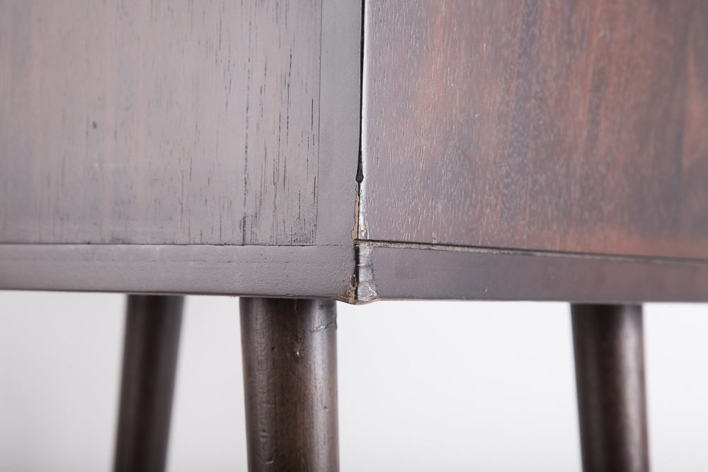 Wood and Leather Side Table