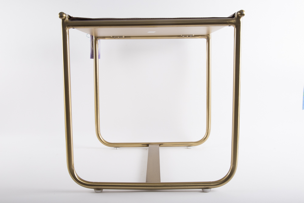 Leather Top Brass Tone Side Table