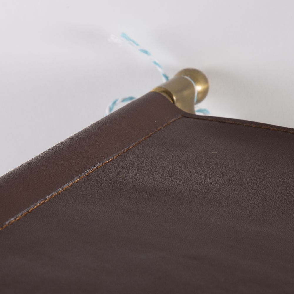 Leather Top Brass Tone Side Table