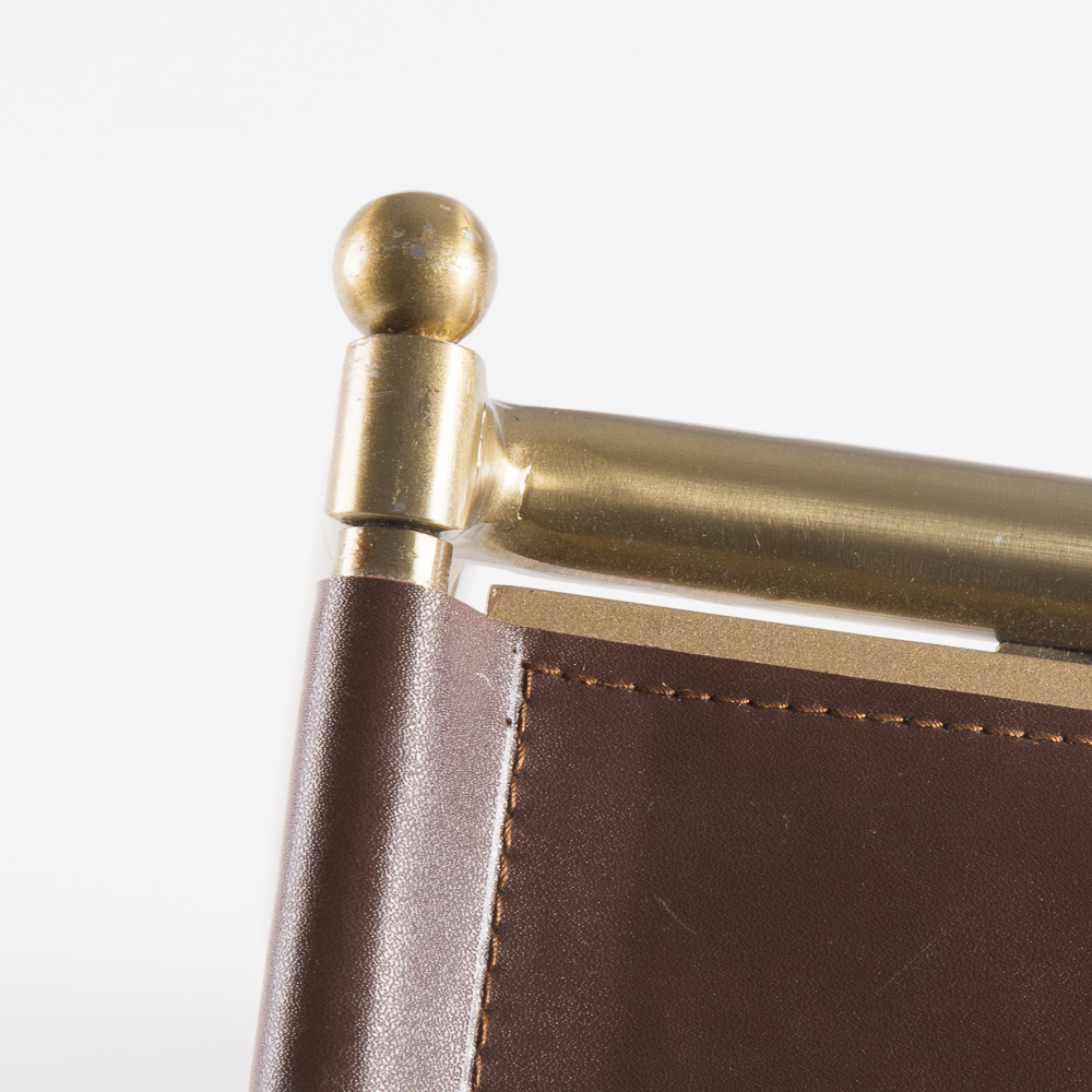 Leather Top Brass Tone Side Table