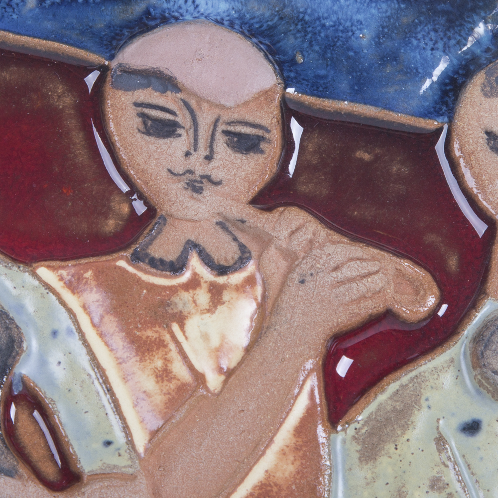 Ruth Faktor Framed Hand Glazed Ceramic Sculpture Titled "Ensemble"