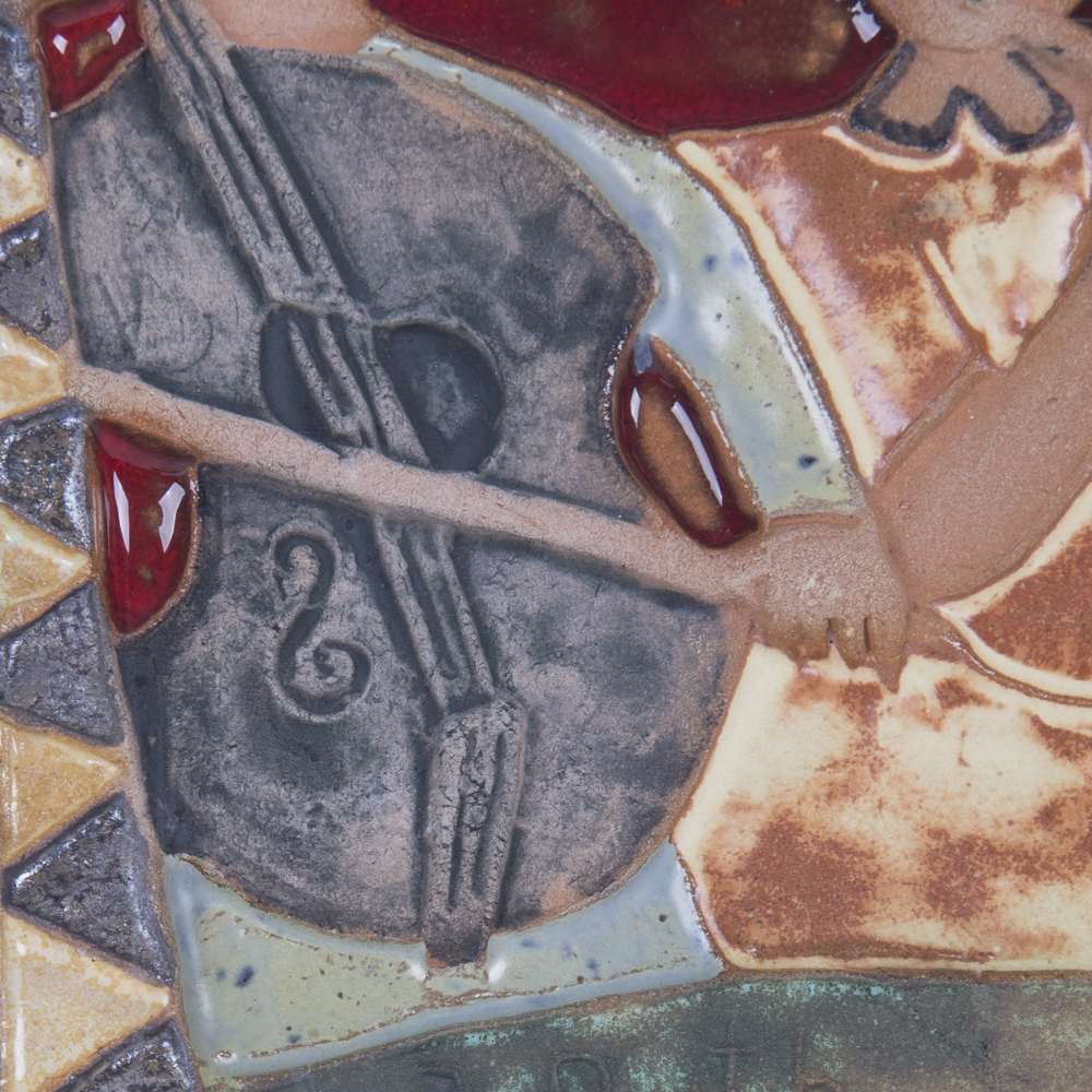 Ruth Faktor Framed Hand Glazed Ceramic Sculpture Titled "Ensemble"