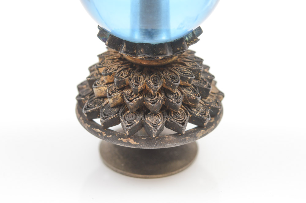Chinese Blue Peking Glass Official's Hat Finial