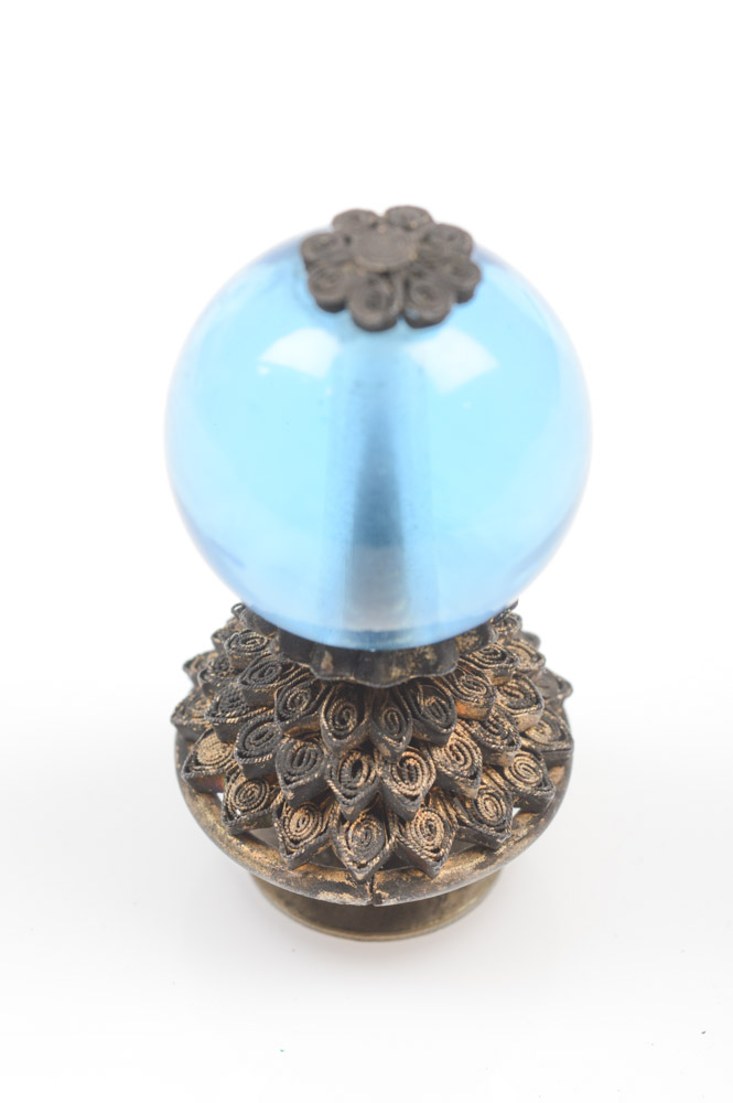 Chinese Blue Peking Glass Official's Hat Finial