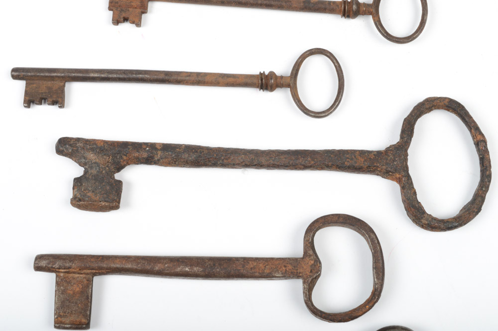 Five Antique Metal Skeleton Keys