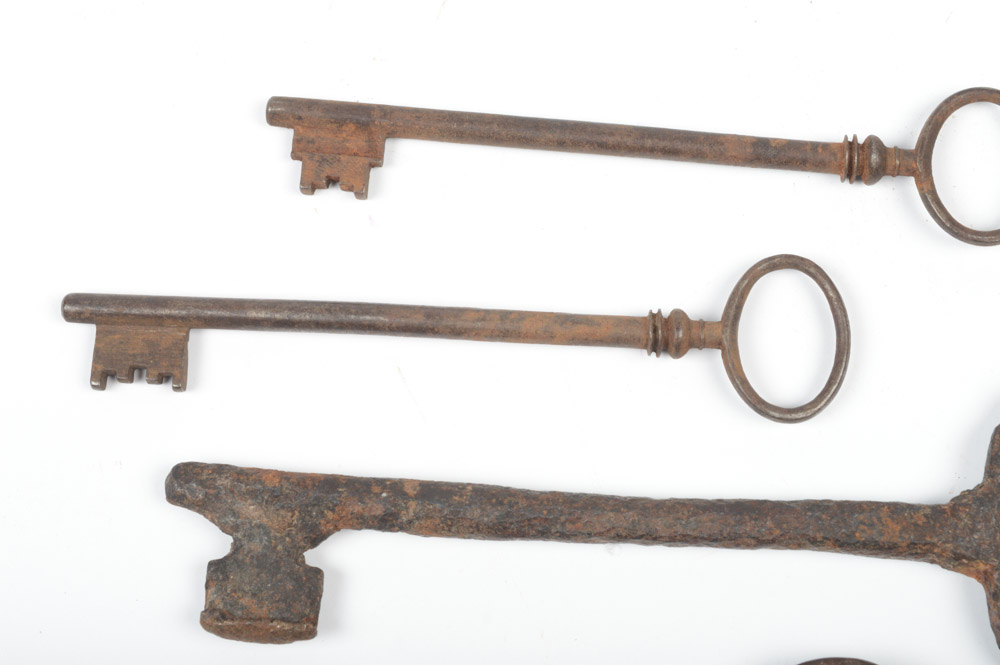 Five Antique Metal Skeleton Keys