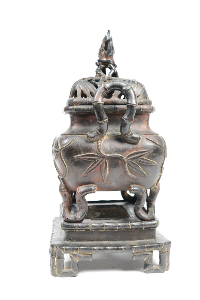Chinese Bronze Bamboo Motif Incense Burner