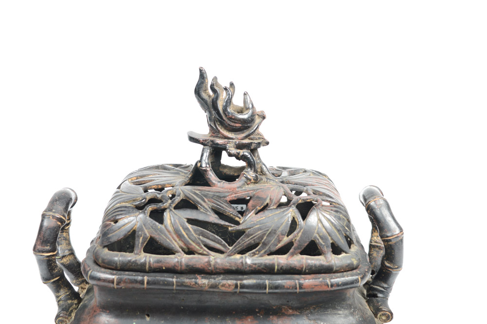 Chinese Bronze Bamboo Motif Incense Burner
