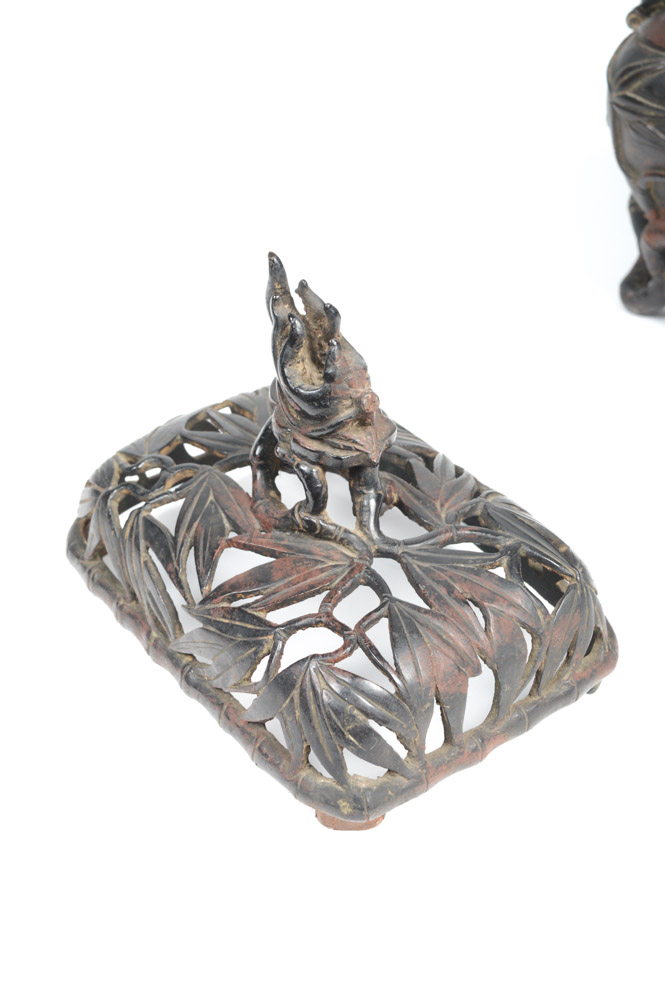 Chinese Bronze Bamboo Motif Incense Burner