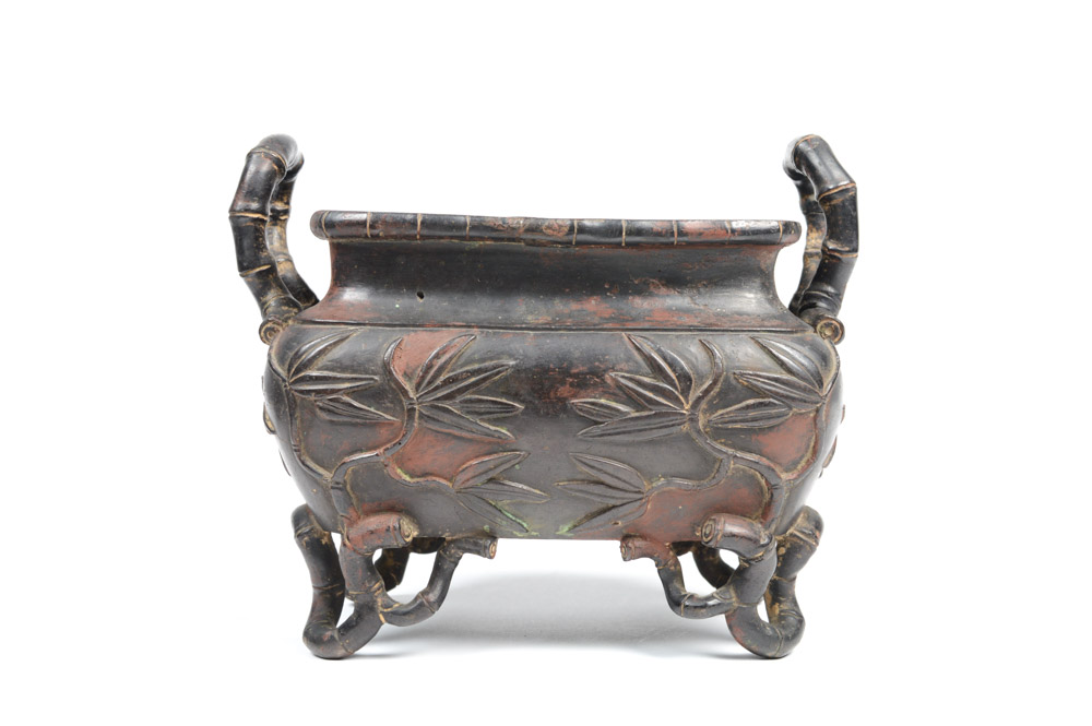 Chinese Bronze Bamboo Motif Incense Burner