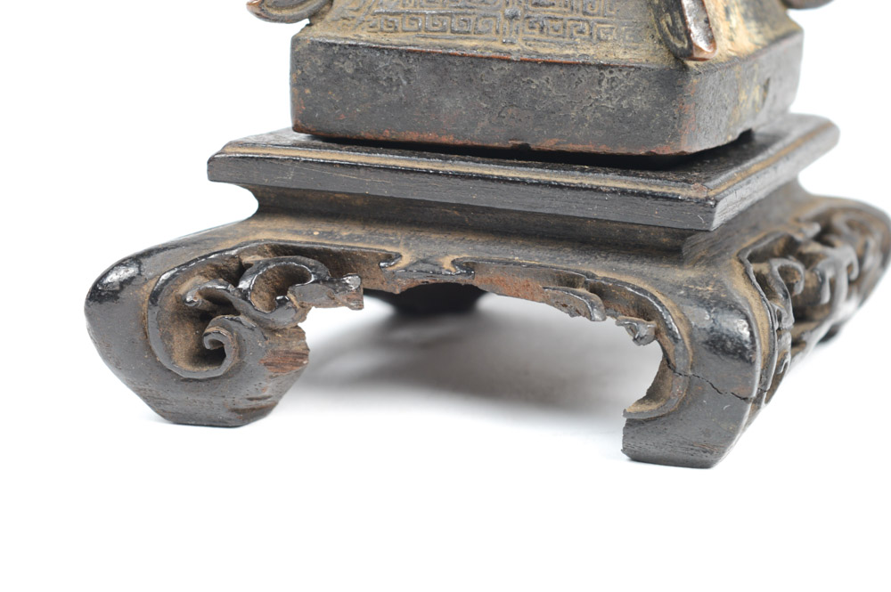 Antique Chinese Bronze Gu Form Vase