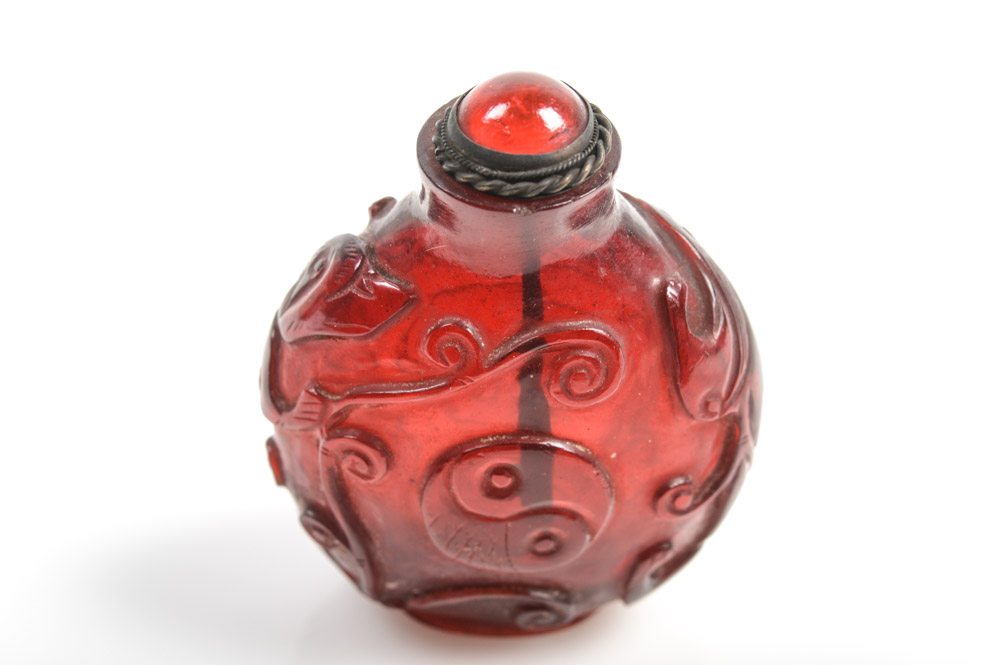Antique Chinese Red Glass Snuff Bottle