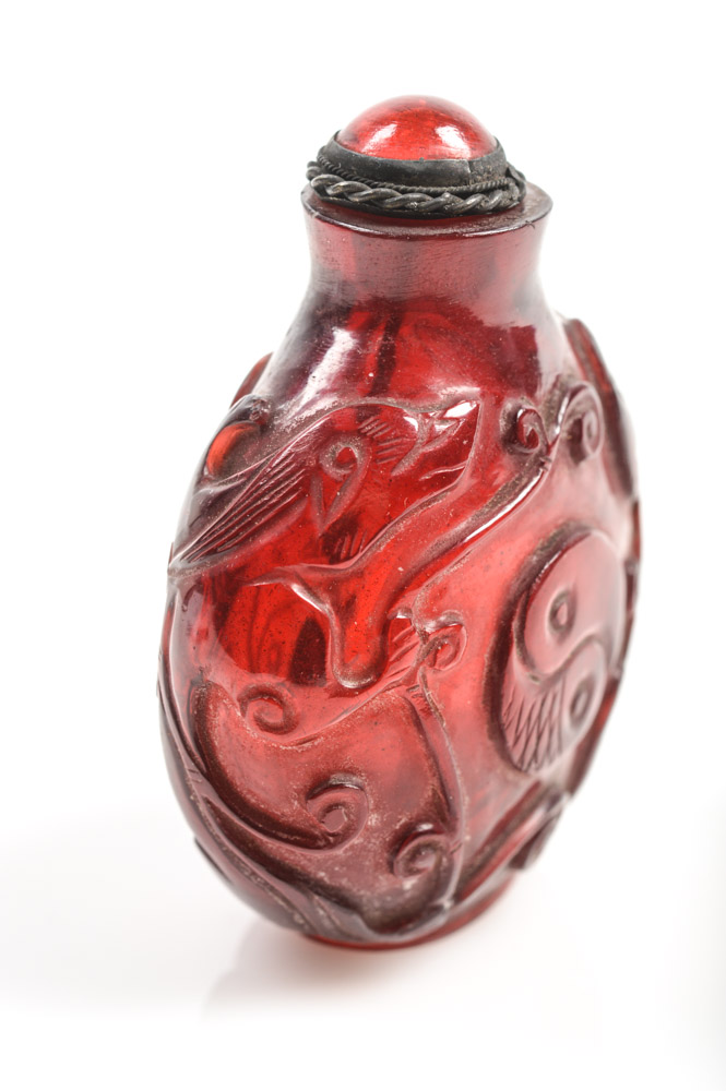 Antique Chinese Red Glass Snuff Bottle
