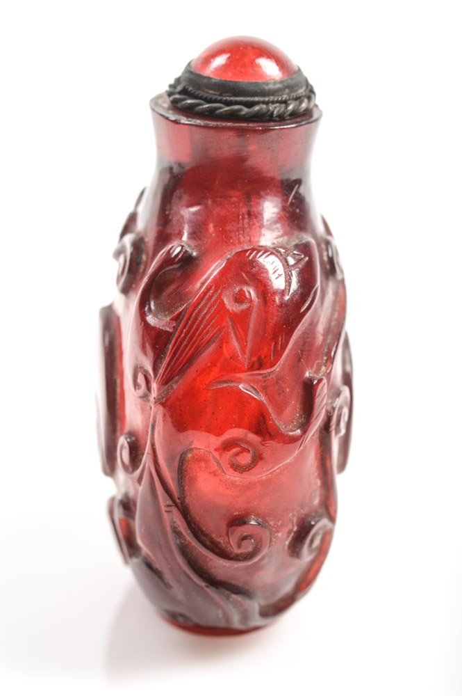 Antique Chinese Red Glass Snuff Bottle
