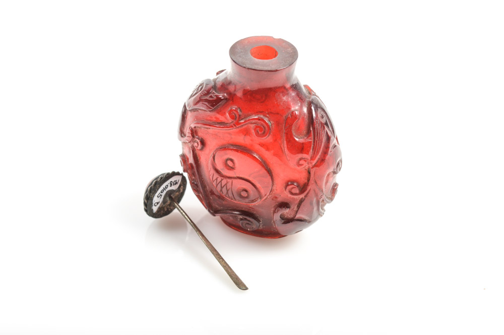 Antique Chinese Red Glass Snuff Bottle