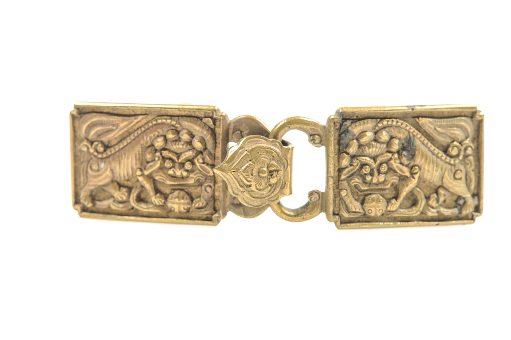 Antique Chinese Brass Lion Buckle