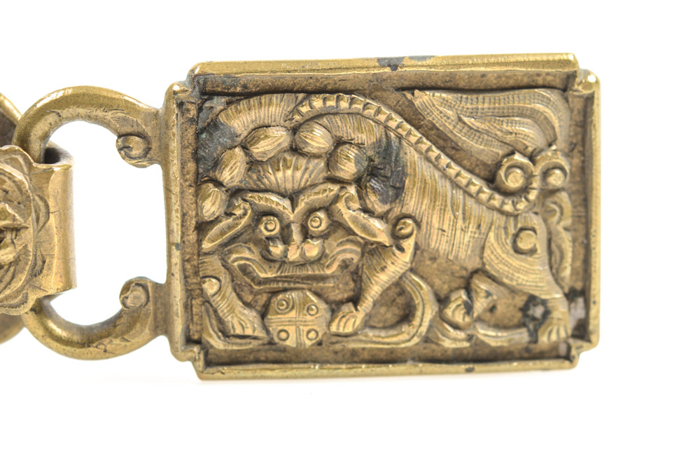 Antique Chinese Brass Lion Buckle