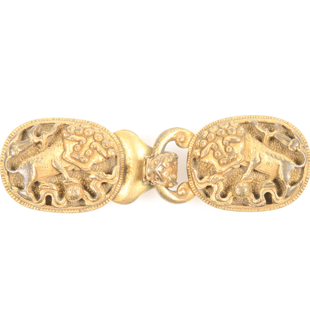 Antique Chinese Brass Lion Buckle
