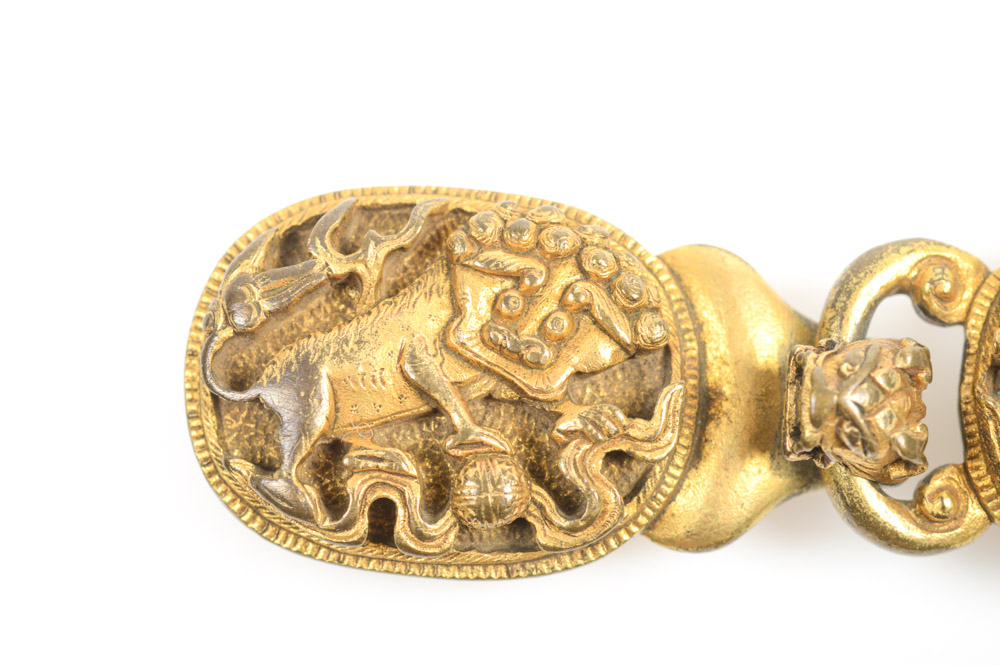 Antique Chinese Brass Lion Buckle