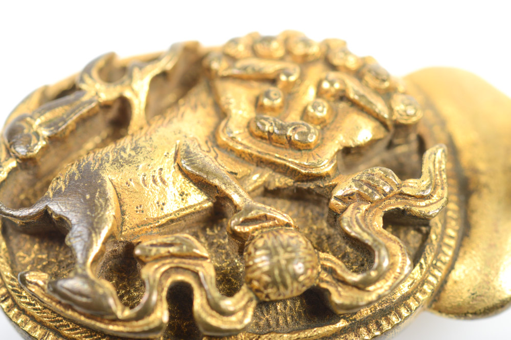 Antique Chinese Brass Lion Buckle