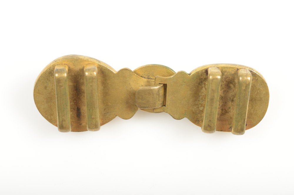 Antique Chinese Brass and Glass Buckle