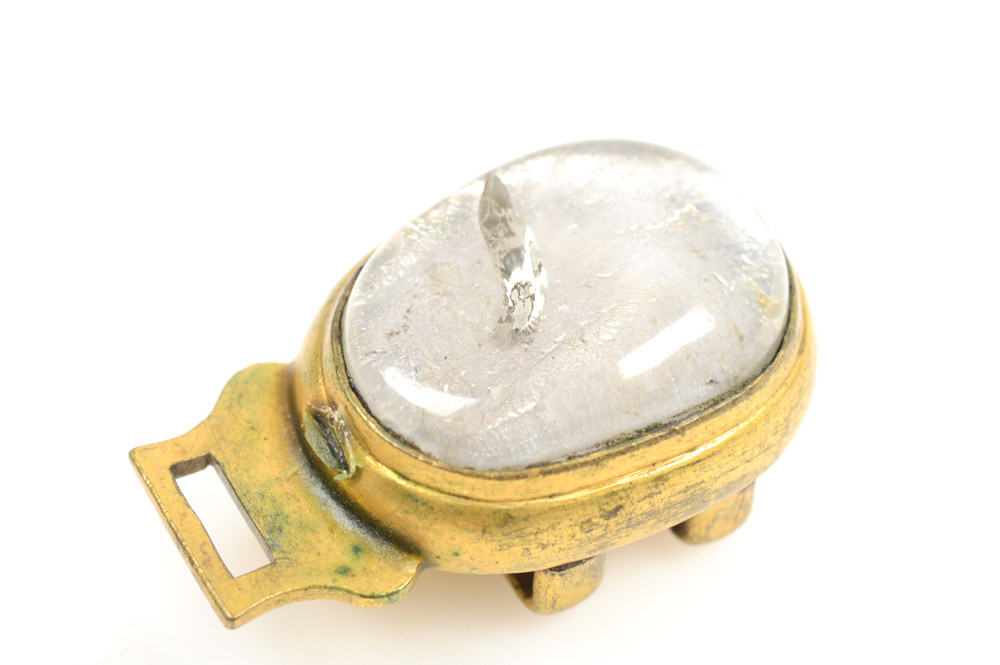 Antique Chinese Brass and Glass Buckle