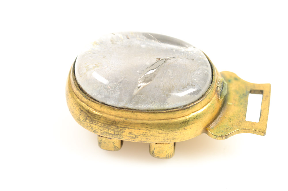 Antique Chinese Brass and Glass Buckle