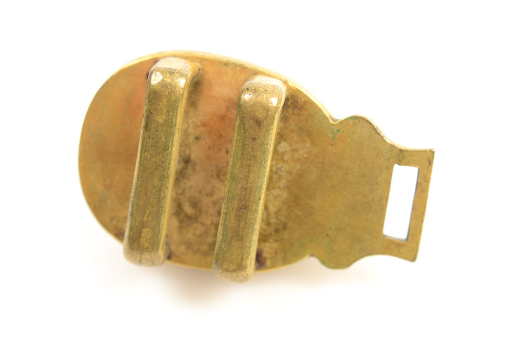 Antique Chinese Brass and Glass Buckle