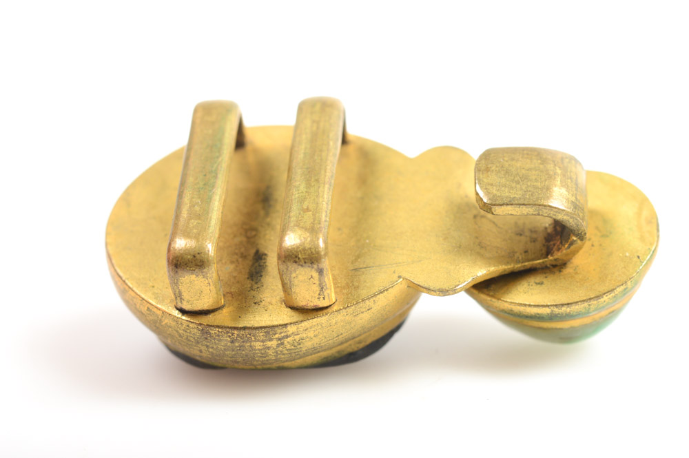 Antique Chinese Brass and Glass Buckle