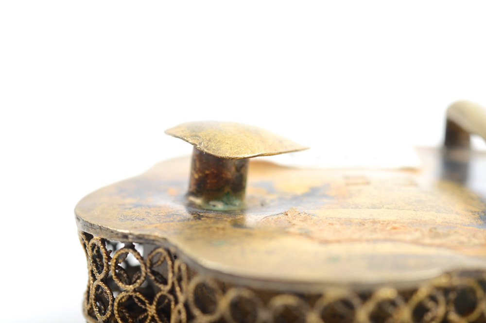 Antique Chinese Silver and Gemstone Buckle