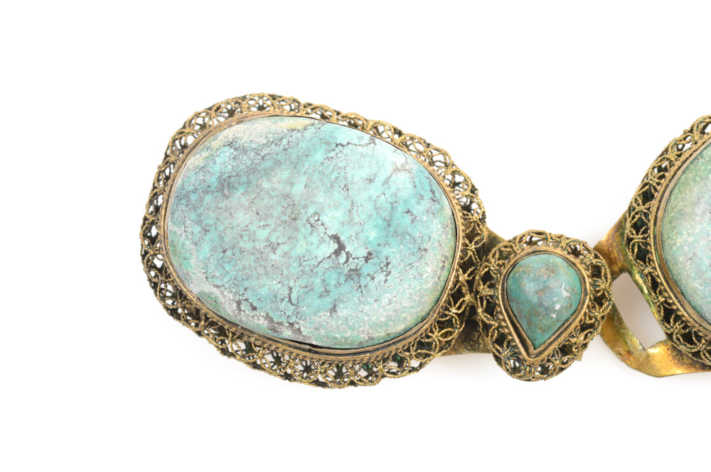 Antique Chinese Silver and Turquoise Buckle
