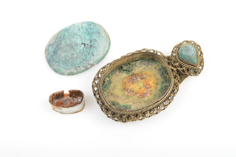 Antique Chinese Silver and Turquoise Buckle