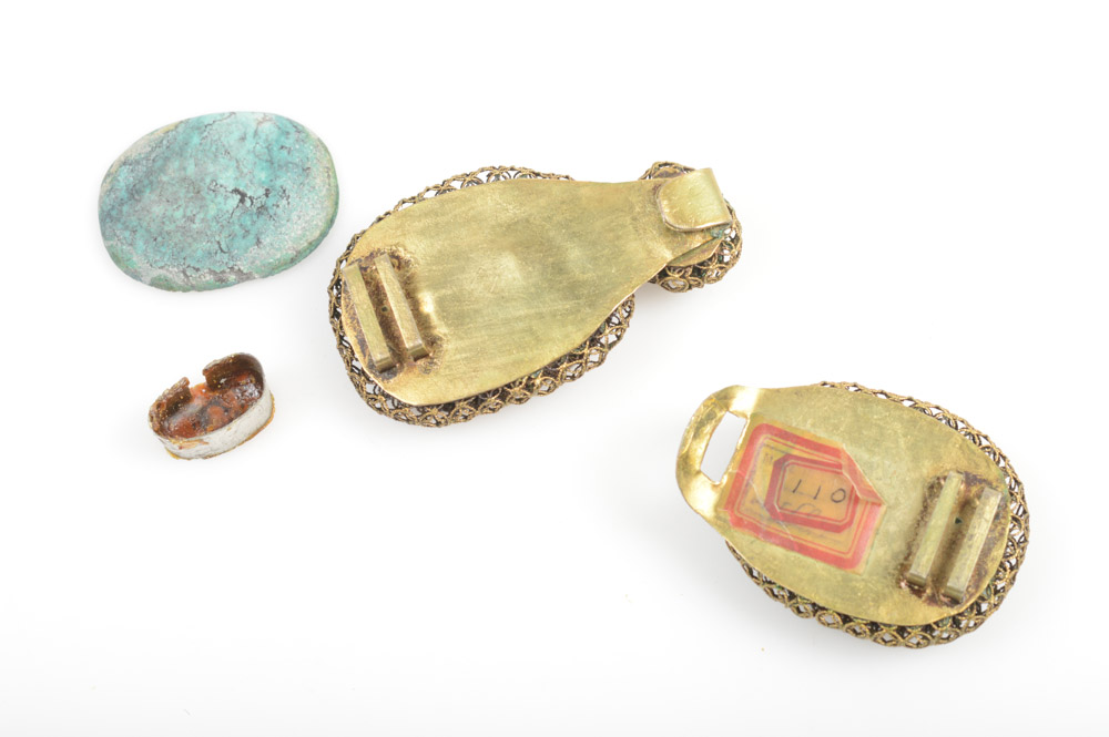 Antique Chinese Silver and Turquoise Buckle