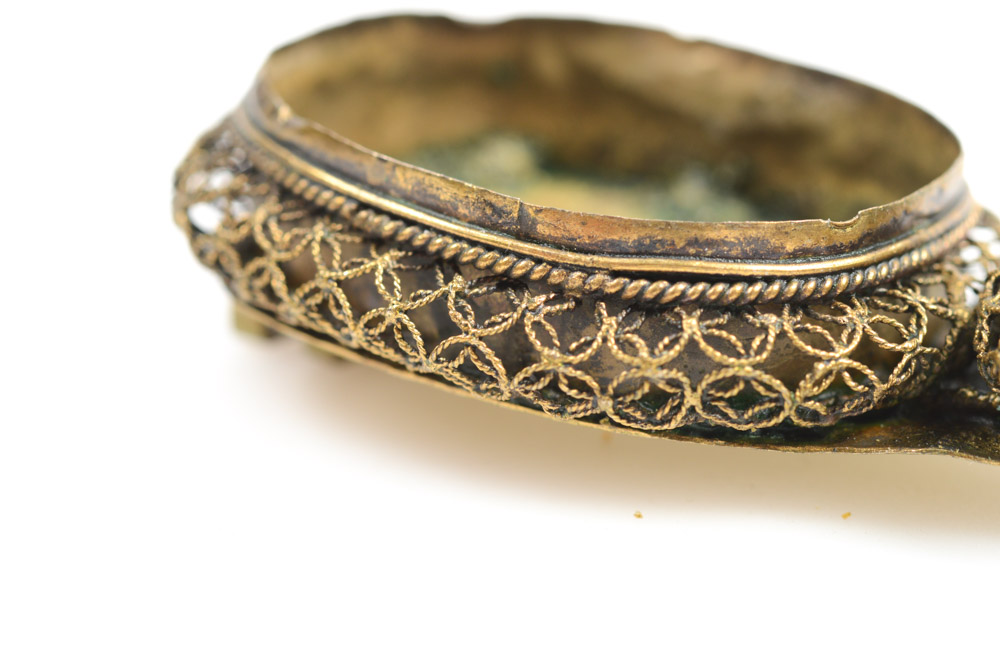 Antique Chinese Silver and Turquoise Buckle