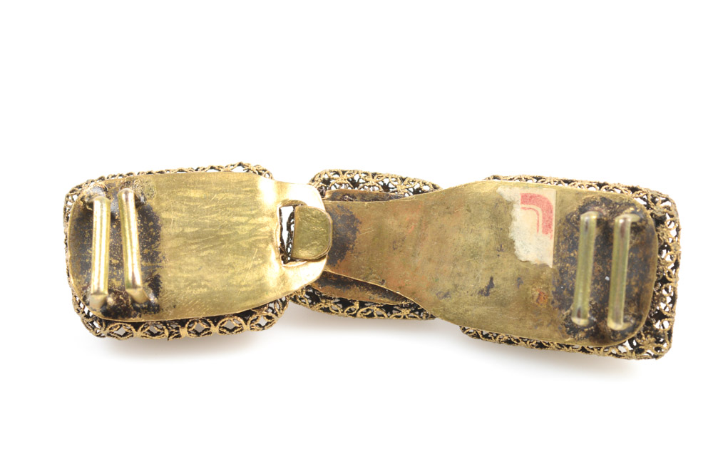 Antique Chinese Silver and Turquoise Buckle