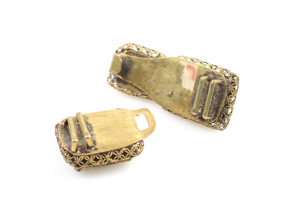 Antique Chinese Silver and Turquoise Buckle