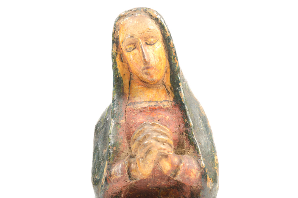 Antique Carved Santos Figure of the Blessed Virgin Mary