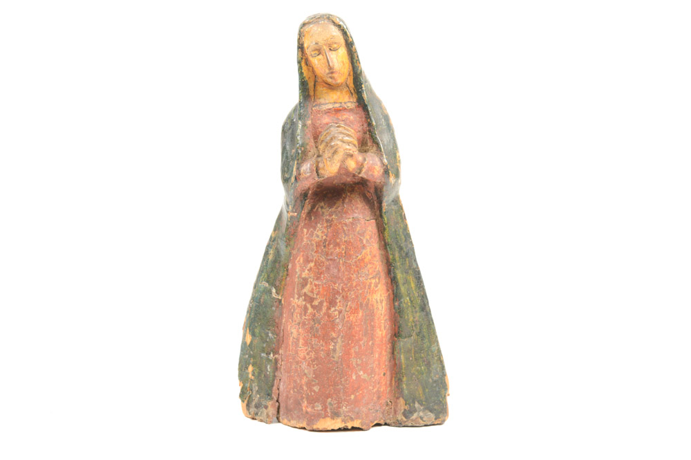 Antique Carved Santos Figure of the Blessed Virgin Mary