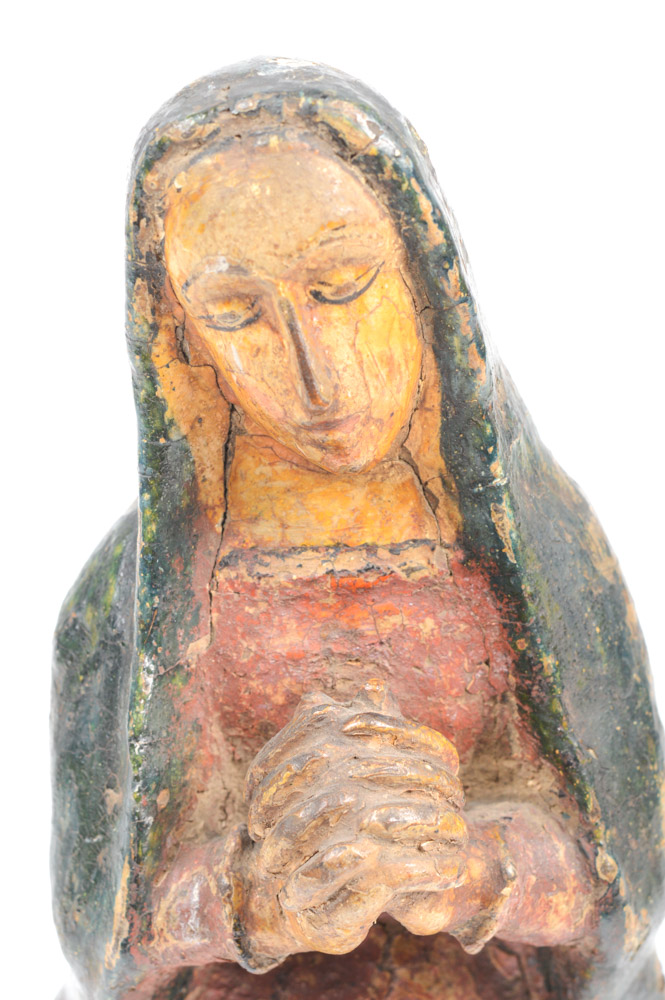 Antique Carved Santos Figure of the Blessed Virgin Mary