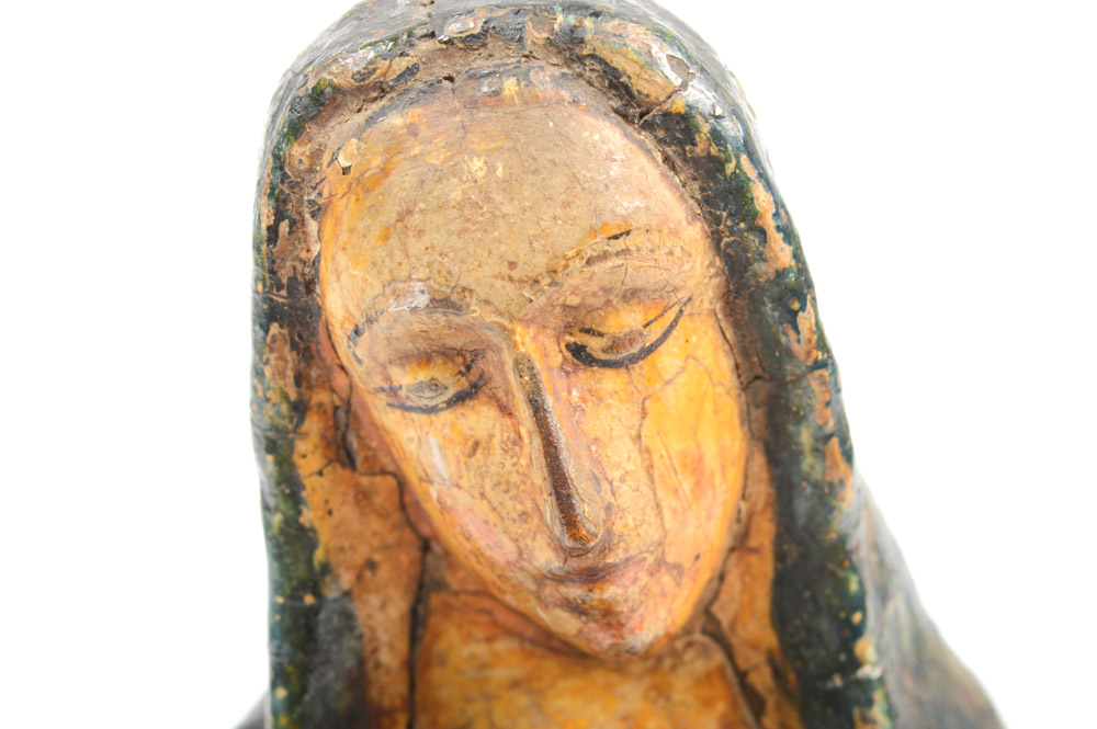 Antique Carved Santos Figure of the Blessed Virgin Mary