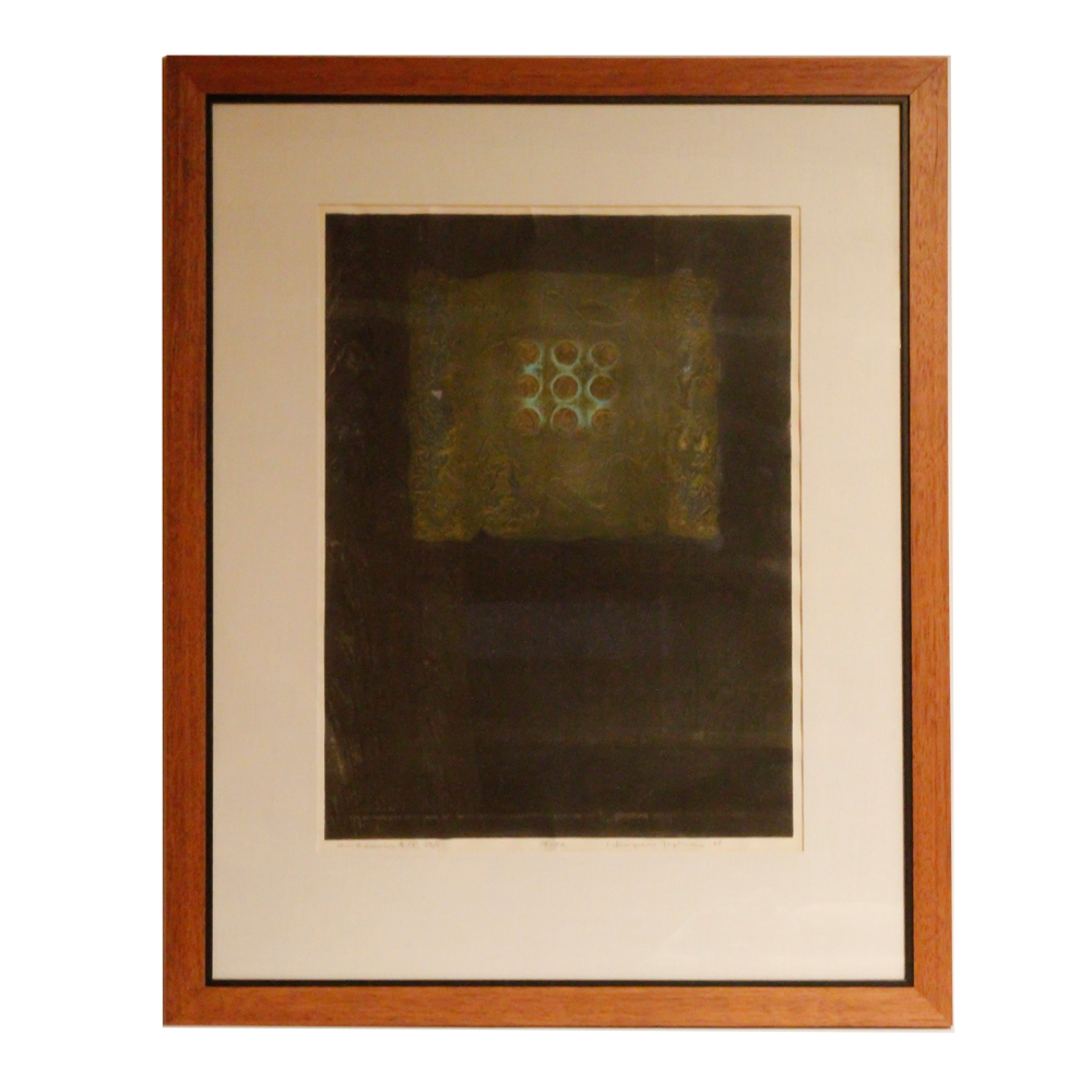 Tajima Hiroyuki Limited Edition 1968 Sōsaku-hanga Woodblock Print "Wind Erosion A"