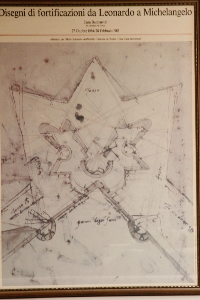 1984 Offset Lithograph Exhibition Poster After Michelangelo's Bastion Fort Design for Prato di Ognissanti