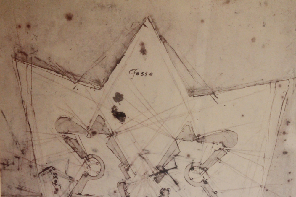 1984 Offset Lithograph Exhibition Poster After Michelangelo's Bastion Fort Design for Prato di Ognissanti