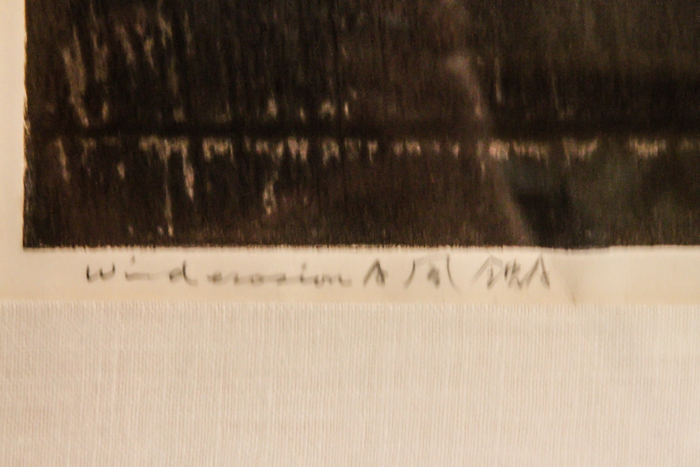 Tajima Hiroyuki Limited Edition 1968 Sōsaku-hanga Woodblock Print "Wind Erosion A"