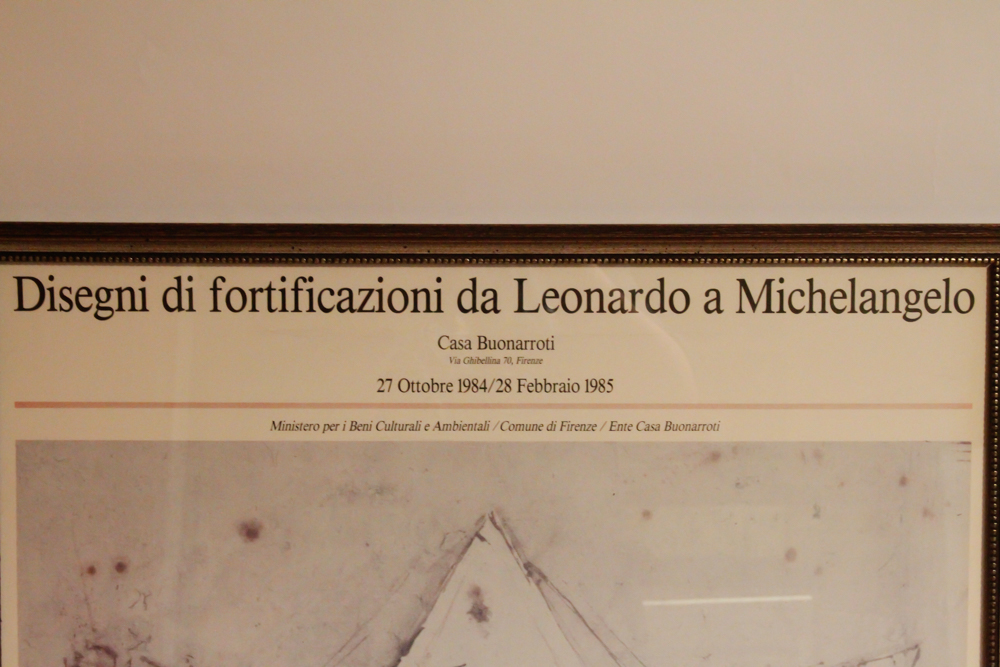 1984 Offset Lithograph Exhibition Poster After Michelangelo's Bastion Fort Design for Prato di Ognissanti