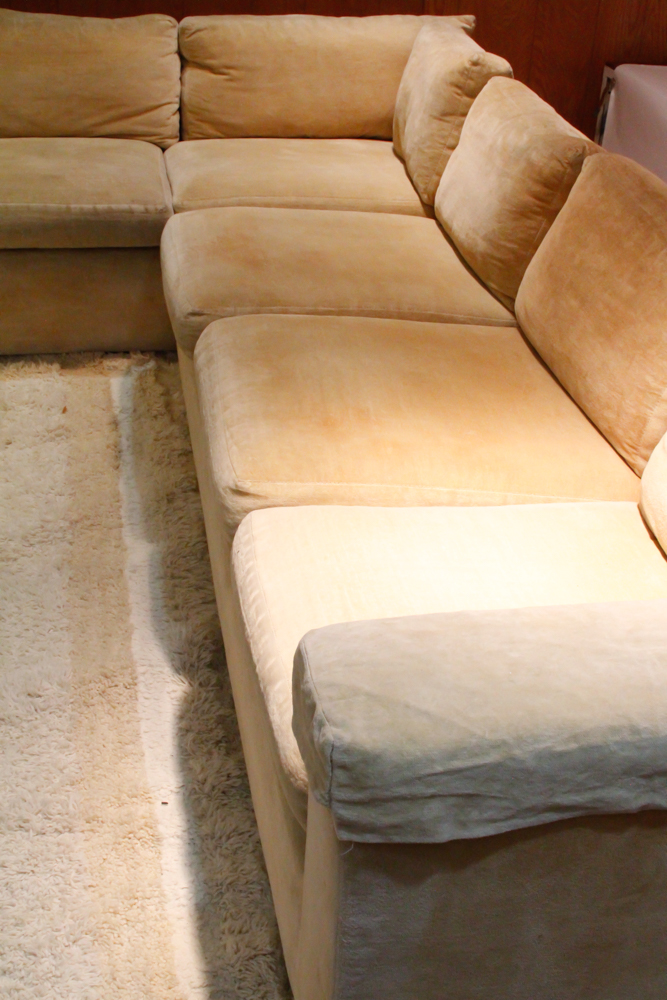 Beige Microfiber Sectional Sofa