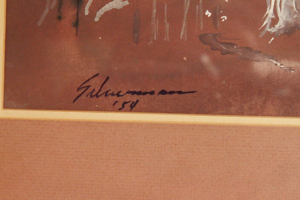 1954 Gouache Painting on Board of Ballerinas