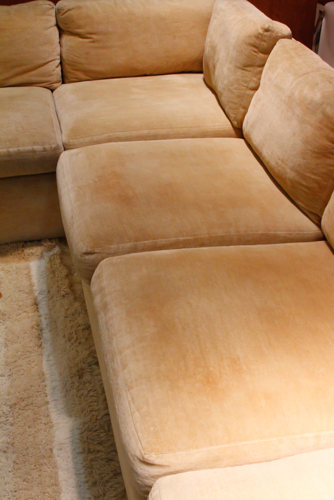 Beige Microfiber Sectional Sofa